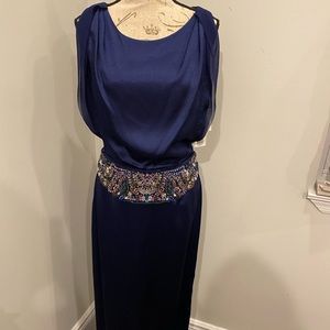 Jessica Simpson Collection Navy Blue Beaded Goen Size 8 NWT